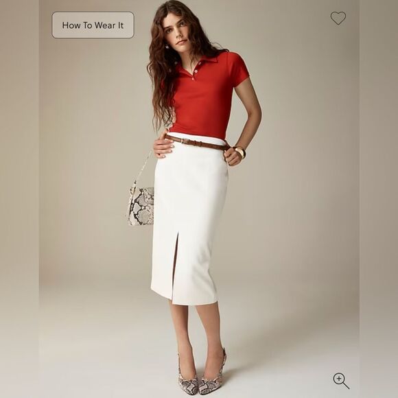 NWT J CREW Pencil midi skirt in four-season stretch in Ivory - Picture 5 of 12